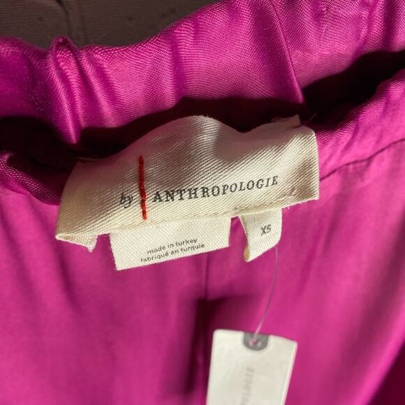 Anthropologie Silky Wide Leg Culottes Pants Cropped Hot Pink Barbie core new - Picture 5 of 12